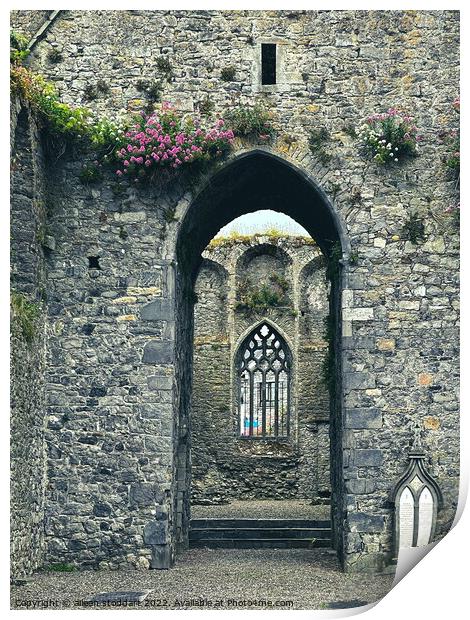 Building arch abbey in cashel Tipperary Print by aileen stoddart