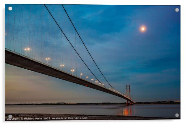 Moonlit reflections over the Humber Acrylic by Richard Perks