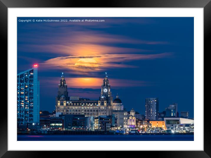 Liver Building Moonrise Framed Mounted Print by Katie McGuinness