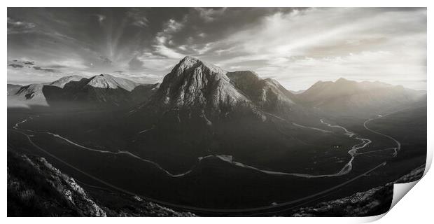 Glencoe Panorama black and white  Print by Anthony McGeever