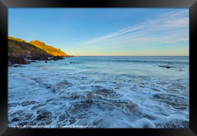 Waves at Porthbear Cove Framed Print by CHRIS BARNARD