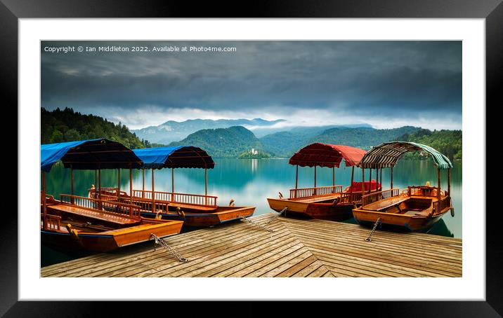 Pletna Boats at Lake Bled Framed Mounted Print by Ian Middleton