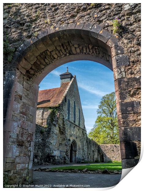 Beaulieu Abbey Parish Church through archway Print by Stephen Munn