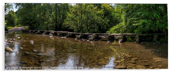 Tarr Steps, Exmoor National Park Acrylic by Stephen Munn