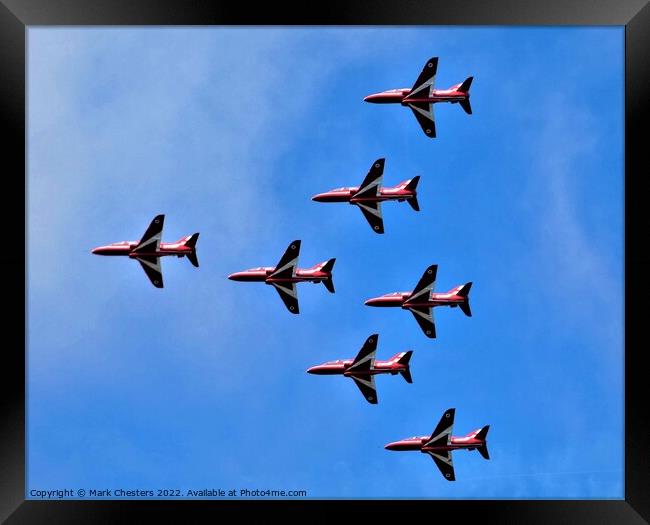 A Spectacular Display Red Arrows at Southport Air  Framed Print by Mark Chesters