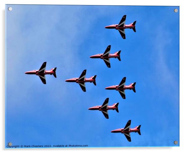 A Spectacular Display Red Arrows at Southport Air  Acrylic by Mark Chesters