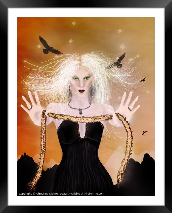 Blond Sourceress with Golden Snake Framed Mounted Print by Christine Kerioak