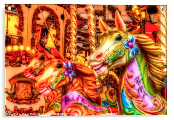 Carousel Horses  Acrylic by David Pyatt