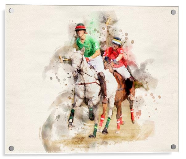 Polo Players Acrylic by Christine Kerioak
