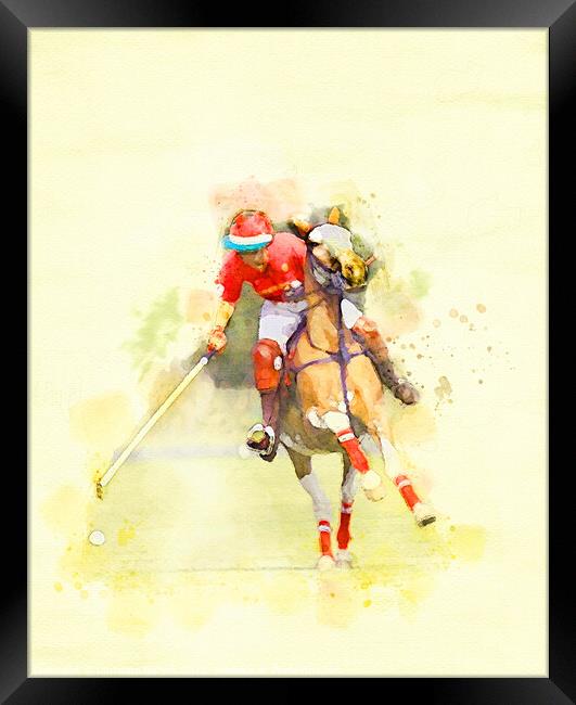 Playing polo on yellow Framed Print by Christine Kerioak