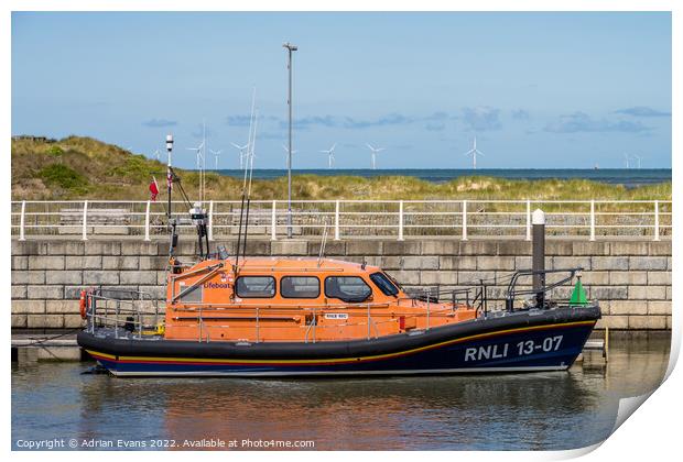 Rhyl RNLI Shannon Class Lifeboat Print by Adrian Evans