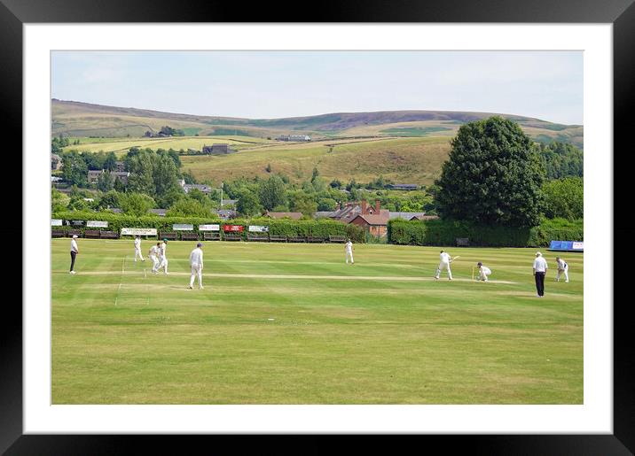 Village cricket in summer. Framed Mounted Print by David Birchall