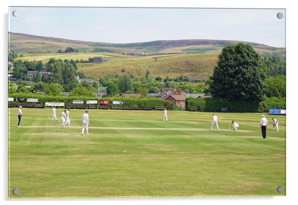Village cricket in summer. Acrylic by David Birchall