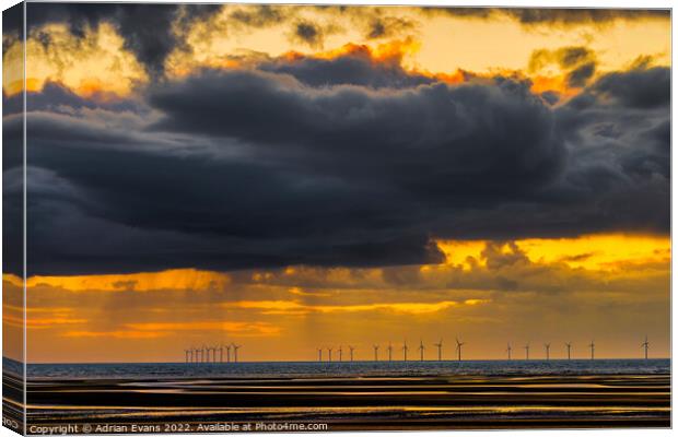  Rhyl Flats Offshore Wind Farm Sunset Canvas Print by Adrian Evans