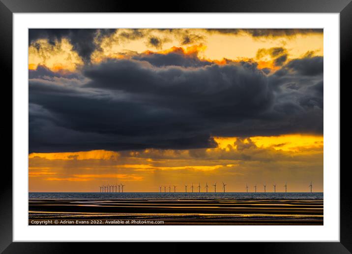  Rhyl Flats Offshore Wind Farm Sunset Framed Mounted Print by Adrian Evans