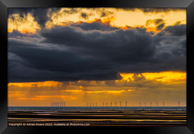  Rhyl Flats Offshore Wind Farm Sunset Framed Print by Adrian Evans