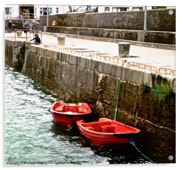 Red boats Acrylic by Stephanie Moore