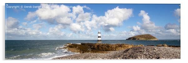 Trwyn Du Lighthouse, Penmon, Anglesey (panoramic) Acrylic by Derek Daniel