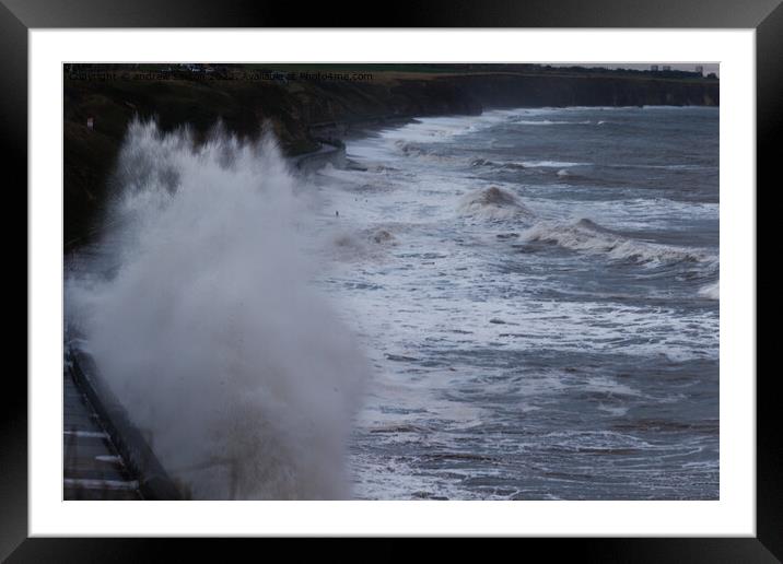 Splash on the coast Framed Mounted Print by andrew saxton
