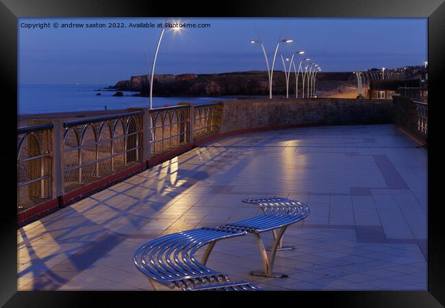 Seats in street light Framed Print by andrew saxton