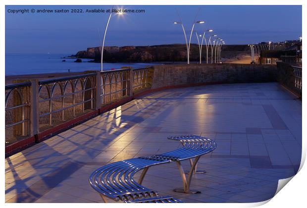 Seats in street light Print by andrew saxton