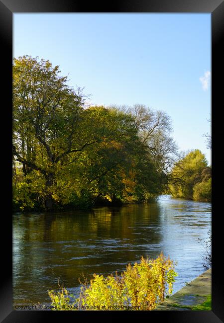 Sunny Autumn Day by a River. Framed Print by Steve Gill