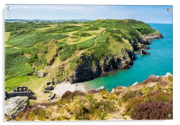 Rocky Coastline Anglesey Wales Acrylic by Pearl Bucknall