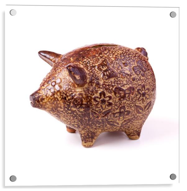 Flowery Piggy Bank Acrylic by Christine Kerioak