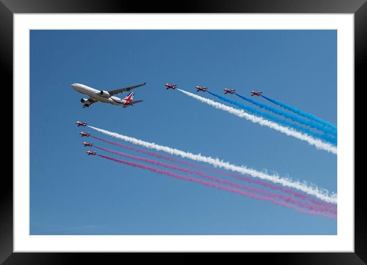 The Red Arrows and Vespina Framed Mounted Print by J Biggadike