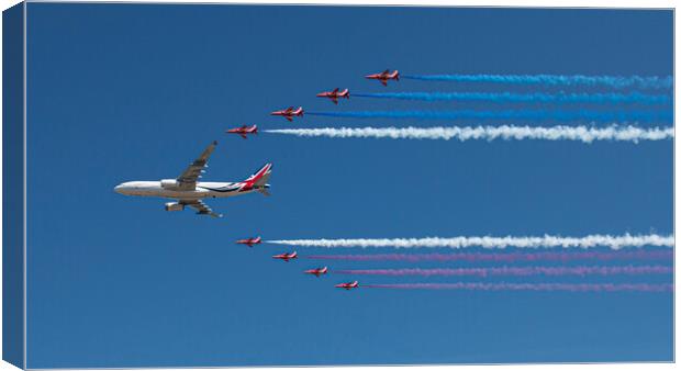 The Red Arrows and Voyager KC2 Canvas Print by J Biggadike