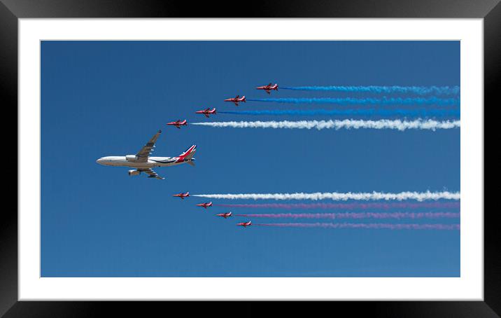 The Red Arrows and Voyager KC2 Framed Mounted Print by J Biggadike