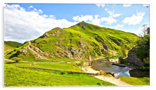 Dovedale and Thorpe Cloud Acrylic by Darren Burroughs