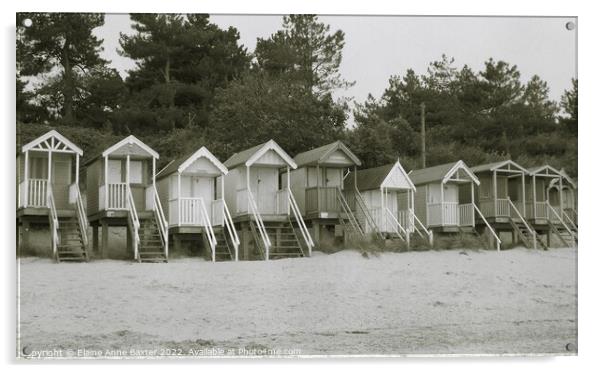 Beach Huts Wells-next-the-Sea Acrylic by Elaine Anne Baxter