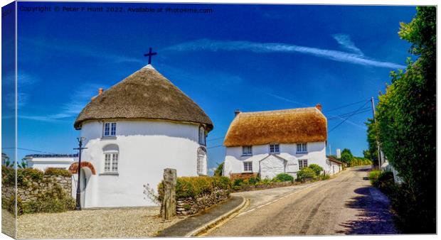 The Round Houses Of Veryan 1 Canvas Print by Peter F Hunt