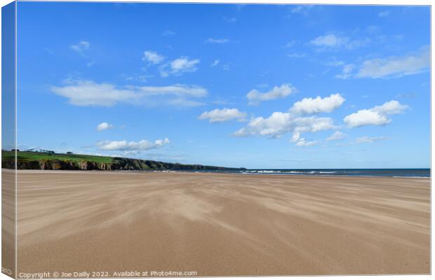 Sand blowing across Lunanbay beach Canvas Print by Joe Dailly