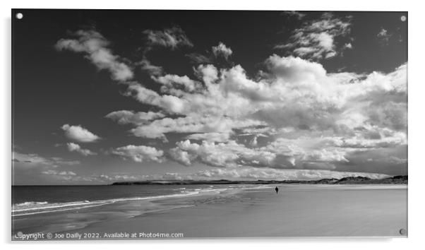 A lone beach walker under a dramatic sky Acrylic by Joe Dailly