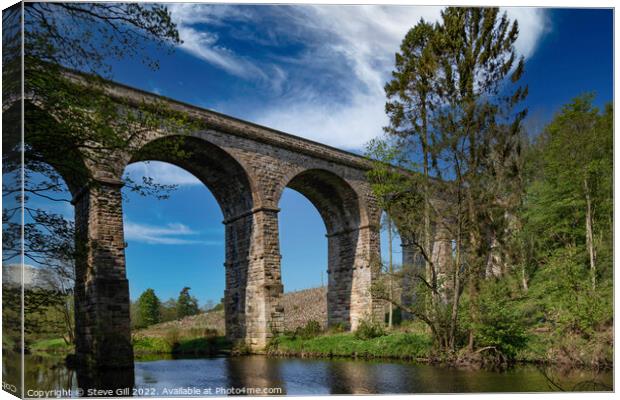Defunct Arched Railway Line Crossing Over a River. Canvas Print by Steve Gill