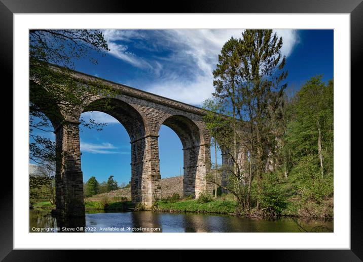 Defunct Arched Railway Line Crossing Over a River. Framed Mounted Print by Steve Gill