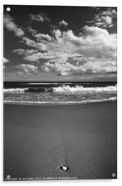 Lone pebble on a monochrome beach Acrylic by Joe Dailly