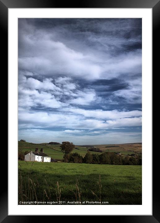 white. farm. house. lancashire. Framed Mounted Print by simon sugden