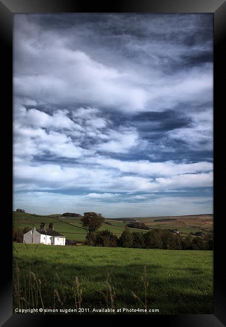 white. farm. house. lancashire. Framed Print by simon sugden
