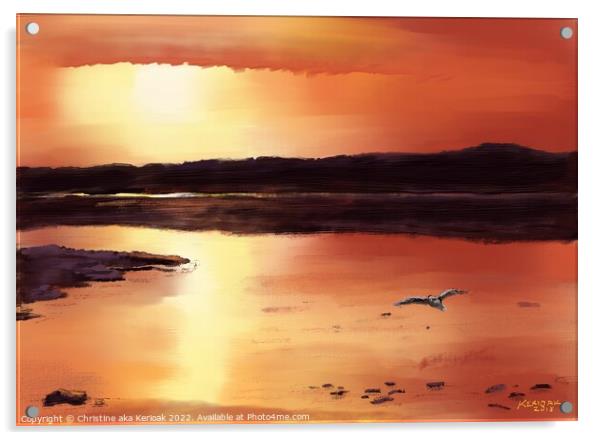 Sunset over Camber Acrylic by Christine Kerioak