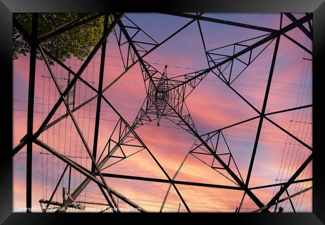 View from  Underneath an Electricity Pylon at Suns Framed Print by Steve Gill