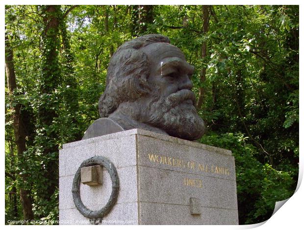 Tomb of Karl Marx in Highgate cemetery, London, United Kingdom. Print by Luigi Petro
