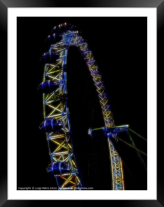 London Eye at night, London, United Kingdom. Framed Mounted Print by Luigi Petro