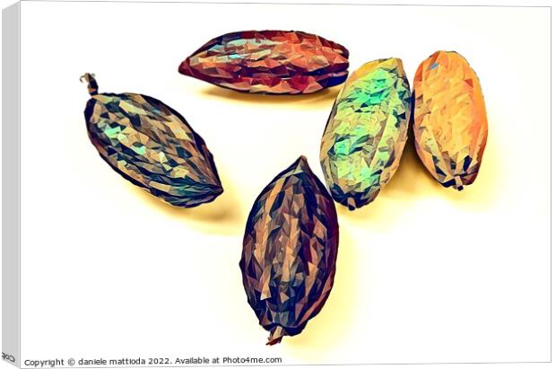 POLY ART on close-up of the fruit of the cocoa plant Canvas Print by daniele mattioda