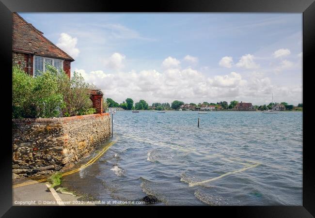 Bosham Quay High Tide Framed Print by Diana Mower