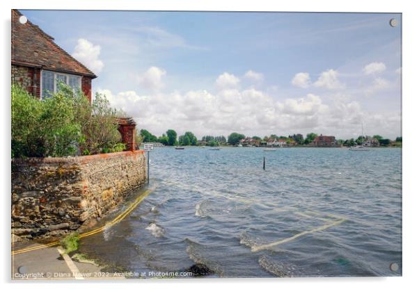 Bosham Quay High Tide Acrylic by Diana Mower