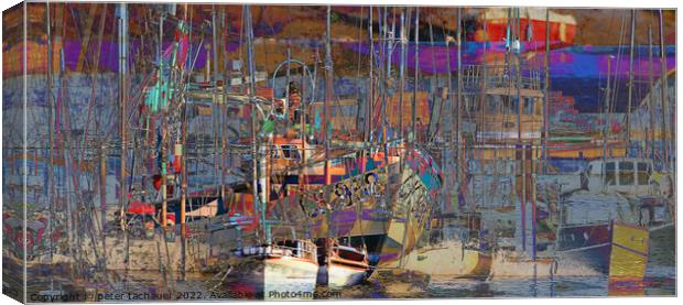 Boats and Masts Maldon  Canvas Print by peter tachauer