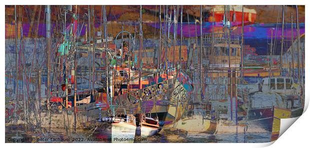 Boats and Masts Maldon  Print by peter tachauer